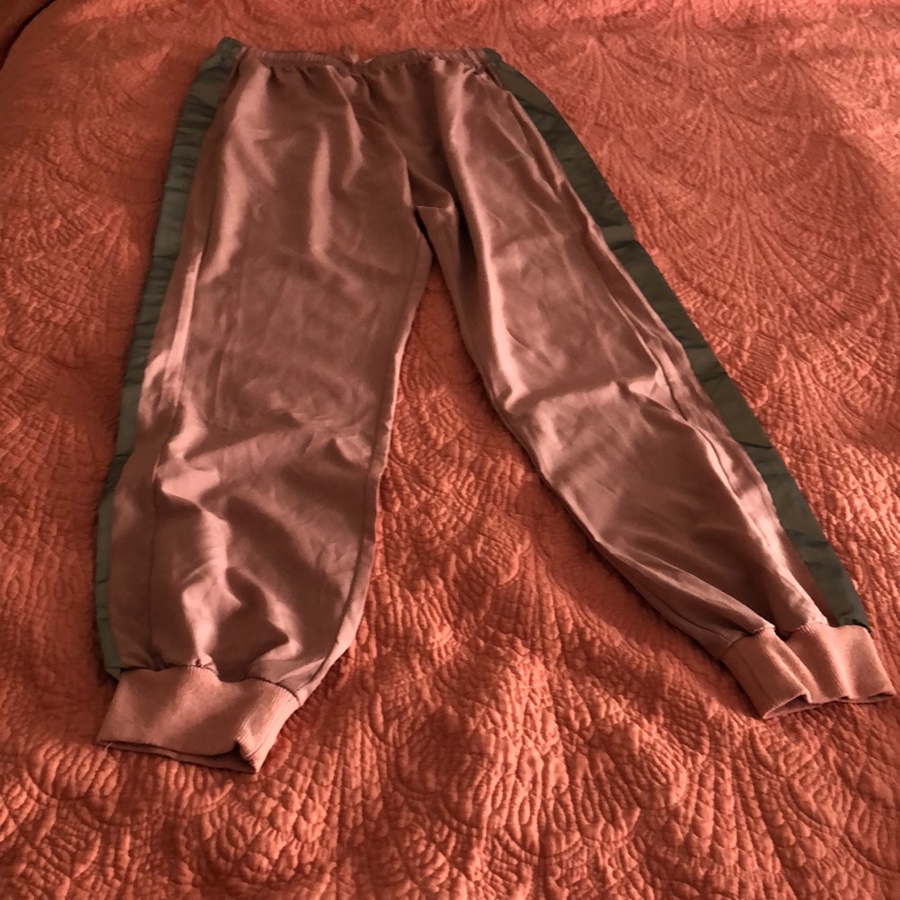 Sweatpants. Pink with grey reflective trips